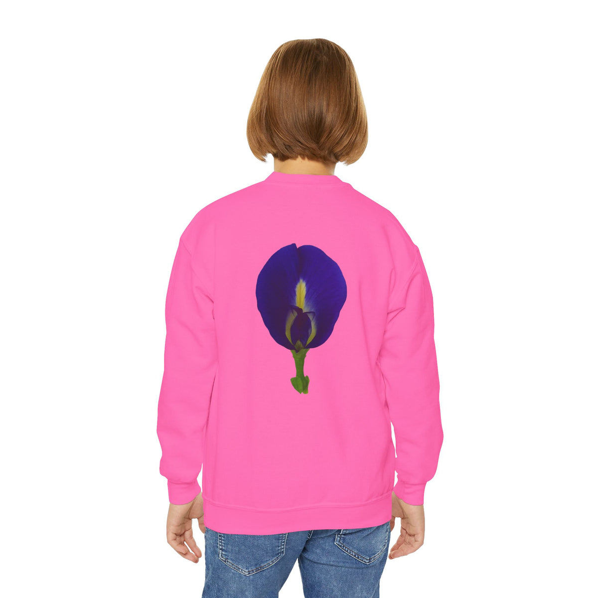 Butterfly Pea Youth Crewneck Sweatshirt | Original Photography