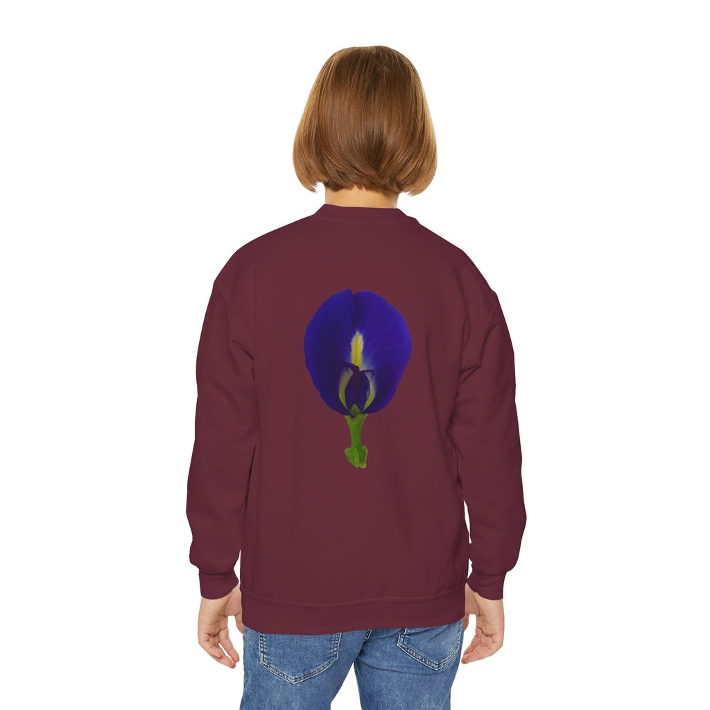Butterfly Pea Youth Crewneck Sweatshirt | Original Photography