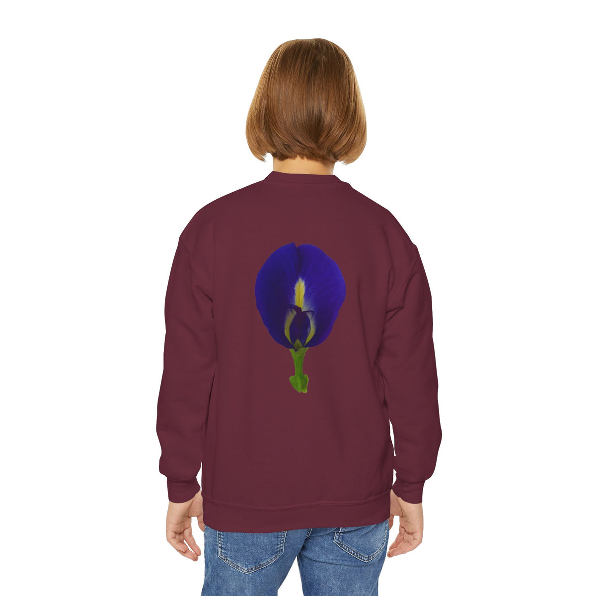 Butterfly Pea Youth Crewneck Sweatshirt | Original Photography