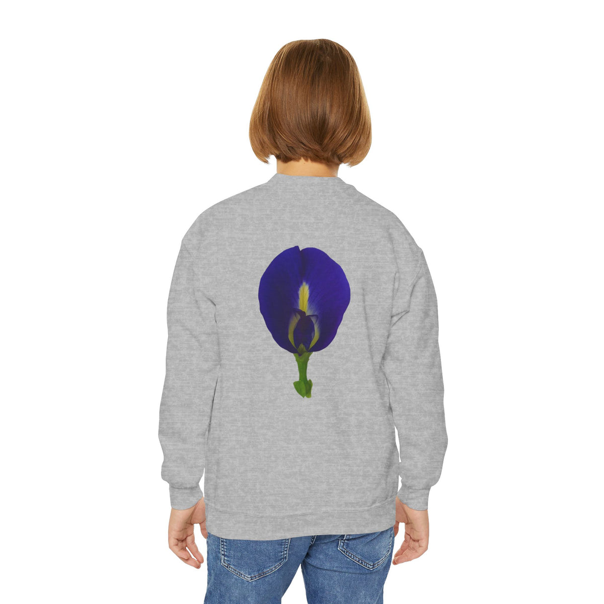 Butterfly Pea Youth Crewneck Sweatshirt | Original Photography