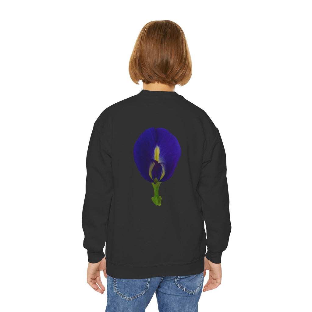 Butterfly Pea Youth Crewneck Sweatshirt | Original Photography