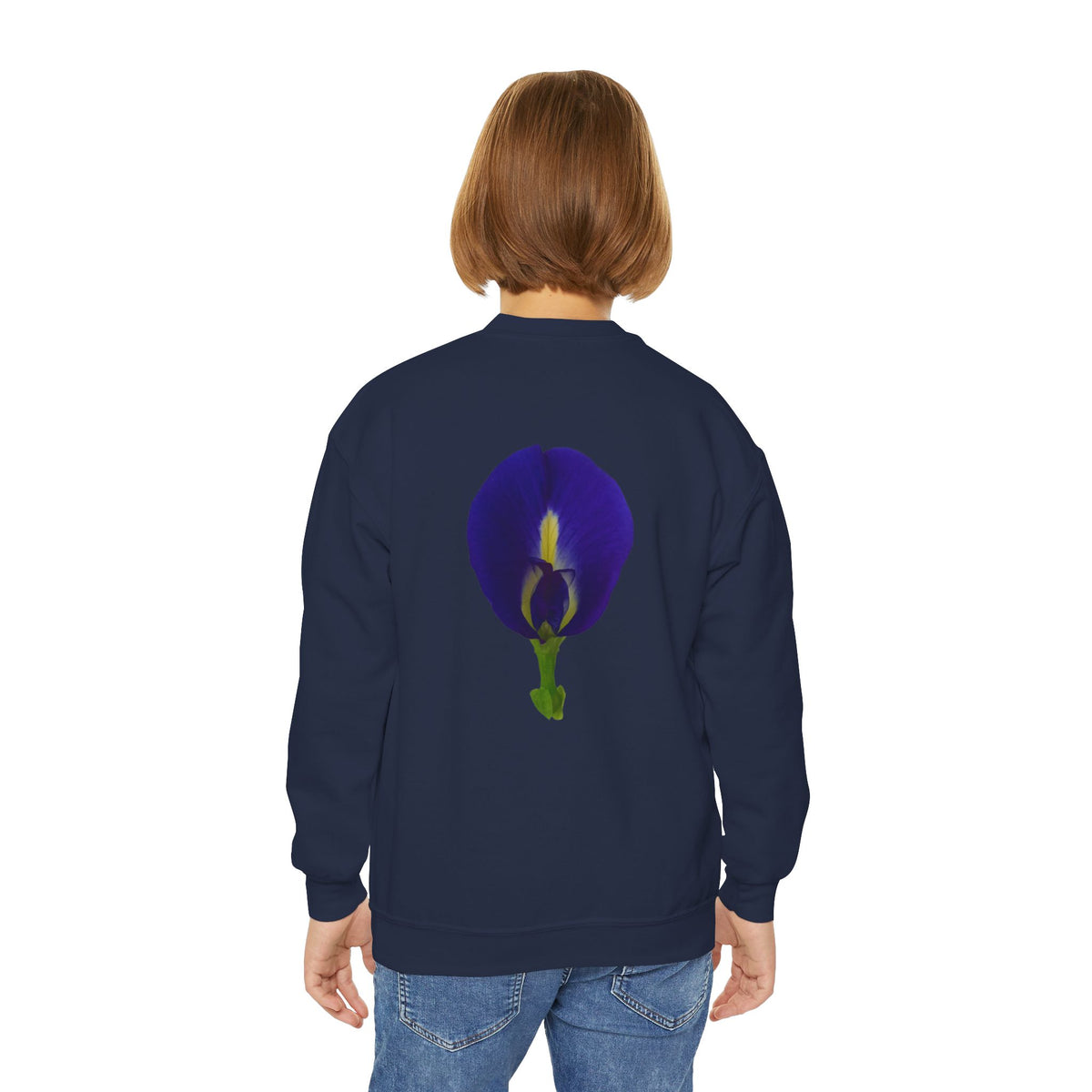 Butterfly Pea Youth Crewneck Sweatshirt | Original Photography