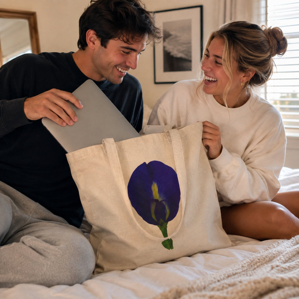 Original Butterfly Pea Flower Cotton Canvas Tote Bag