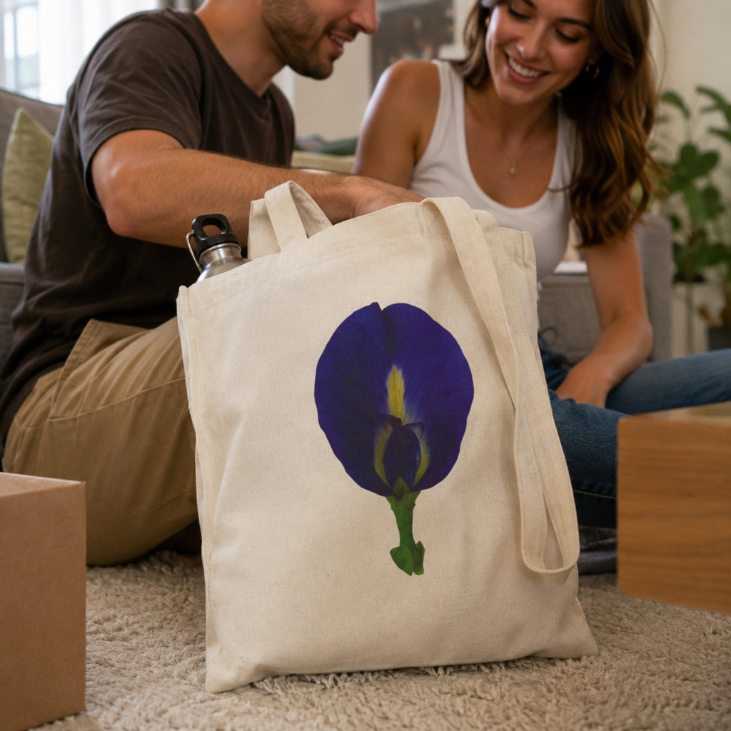 Original Butterfly Pea Flower Cotton Canvas Tote Bag