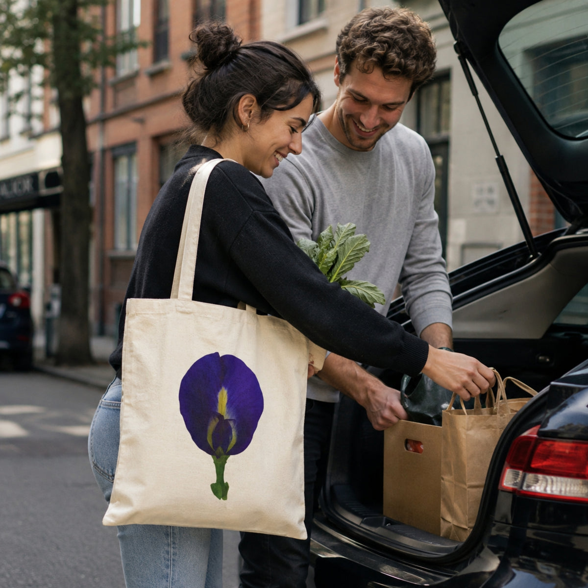 Original Butterfly Pea Flower Cotton Canvas Tote Bag