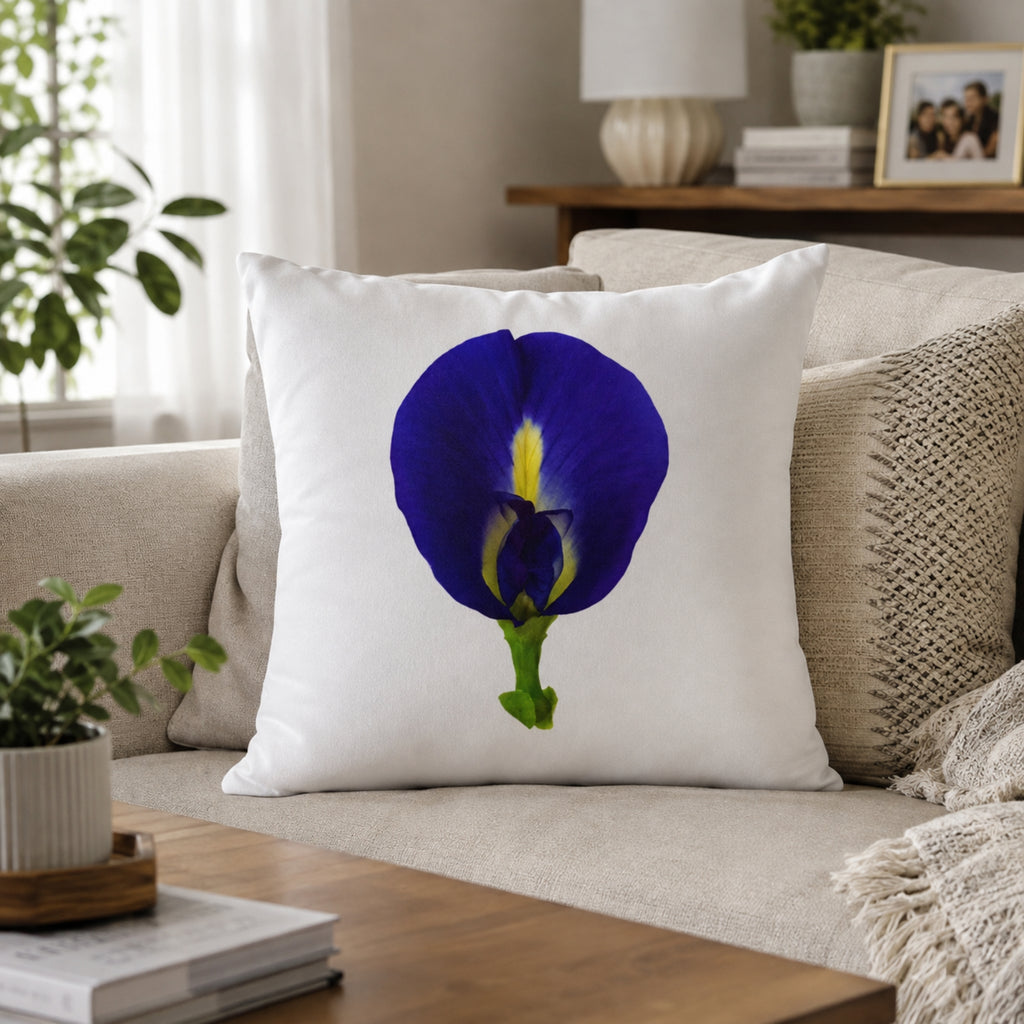 Original Butterfly Pea Flower Pillow Cover | Botanical Photography