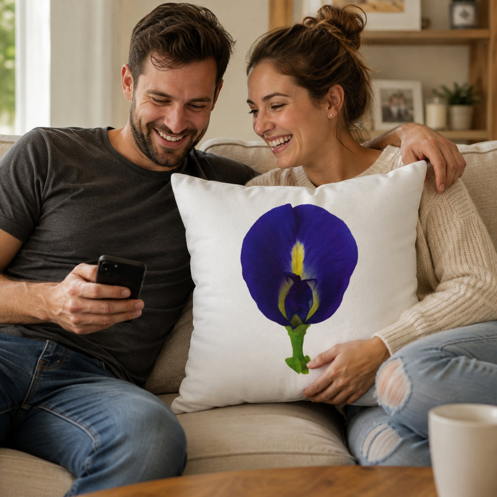 Original Butterfly Pea Flower Pillow Cover | Botanical Photography