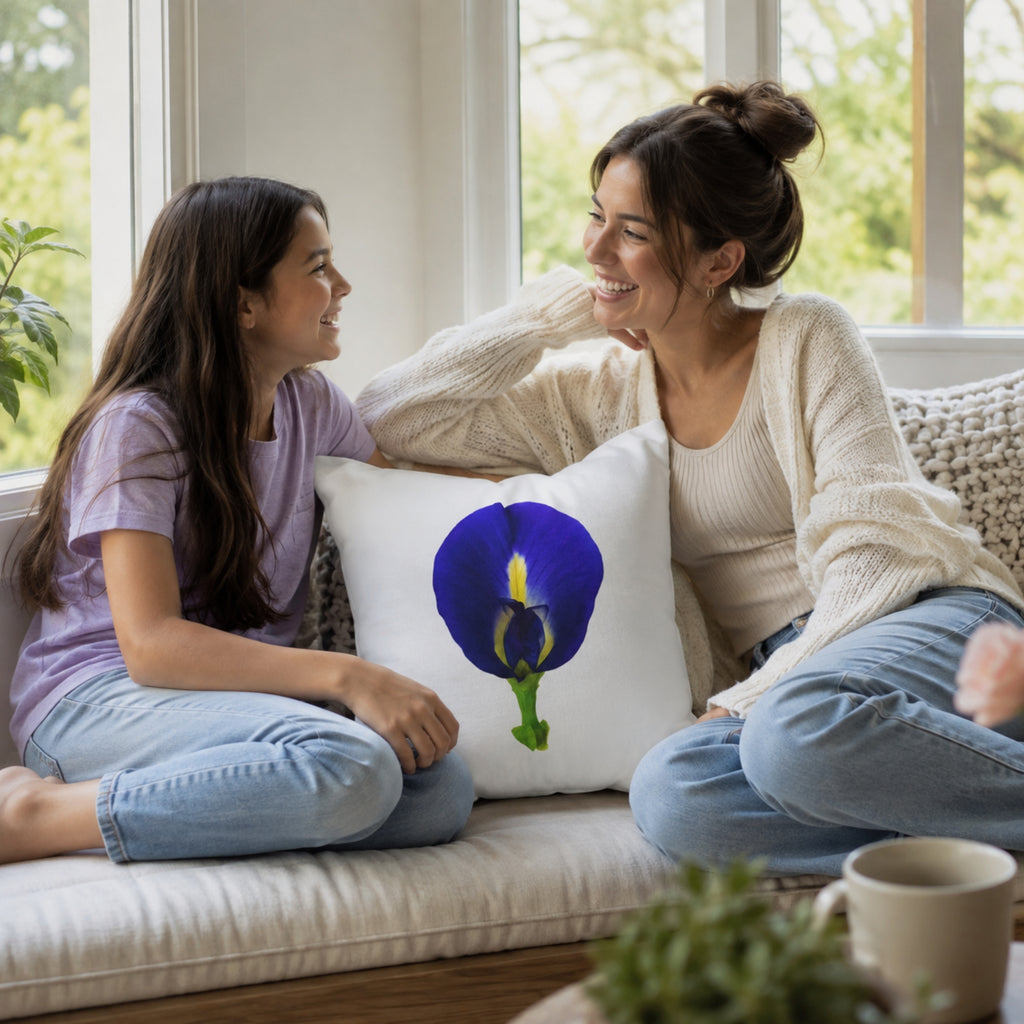 Original Butterfly Pea Flower Pillow Cover | Botanical Photography