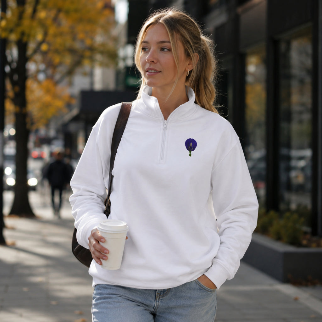 Original Butterfly Pea Flower Quarter-Zip Pullover