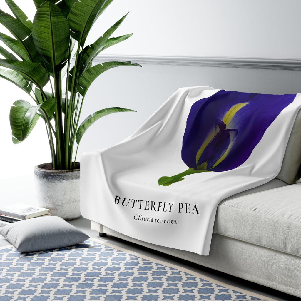 Original Butterfly Pea Flower Sherpa Fleece Blanket