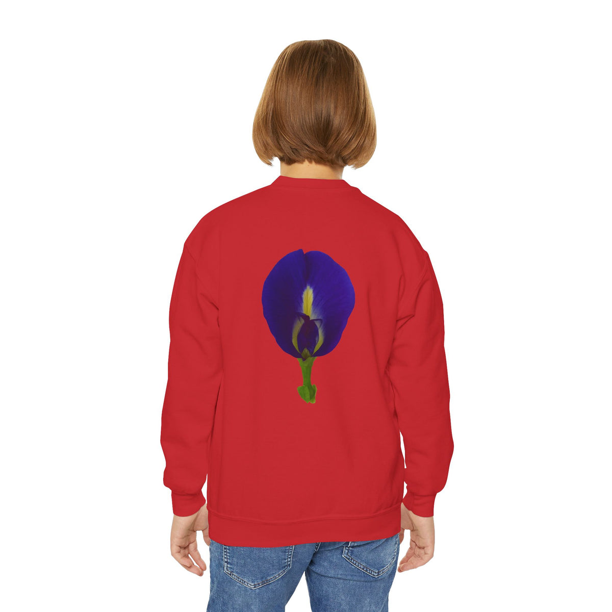 Butterfly Pea Youth Crewneck Sweatshirt | Original Photography