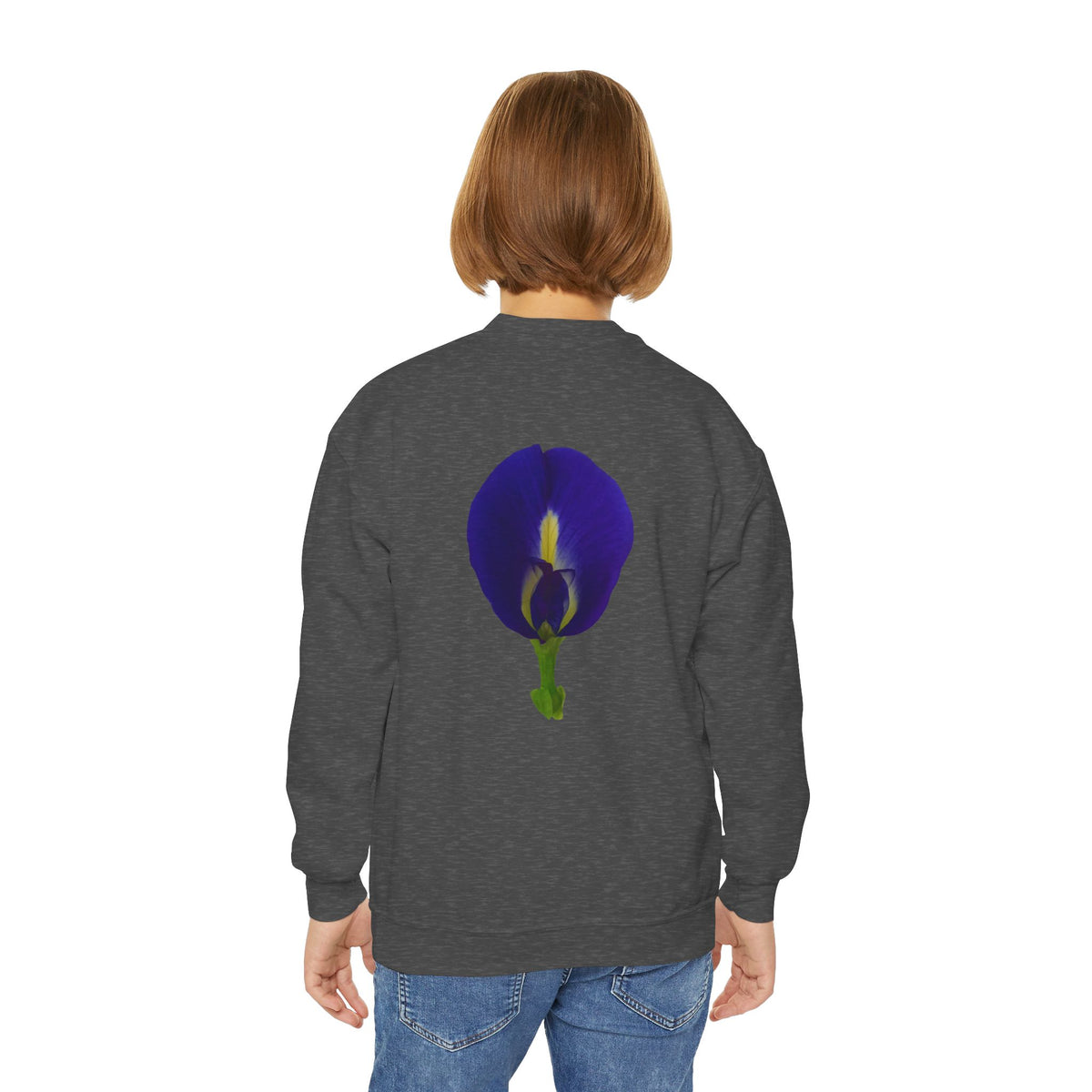 Butterfly Pea Youth Crewneck Sweatshirt | Original Photography