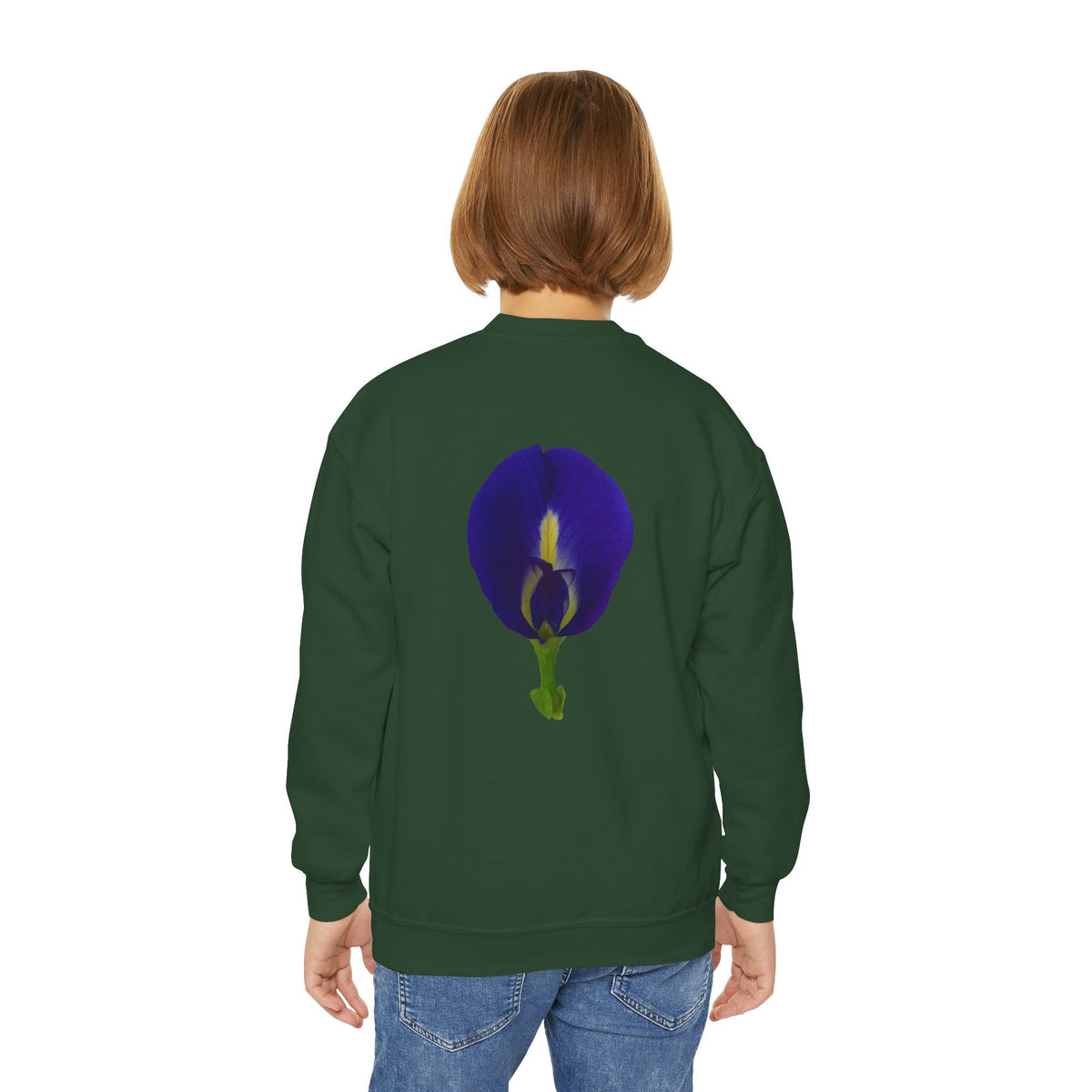 Butterfly Pea Youth Crewneck Sweatshirt | Original Photography