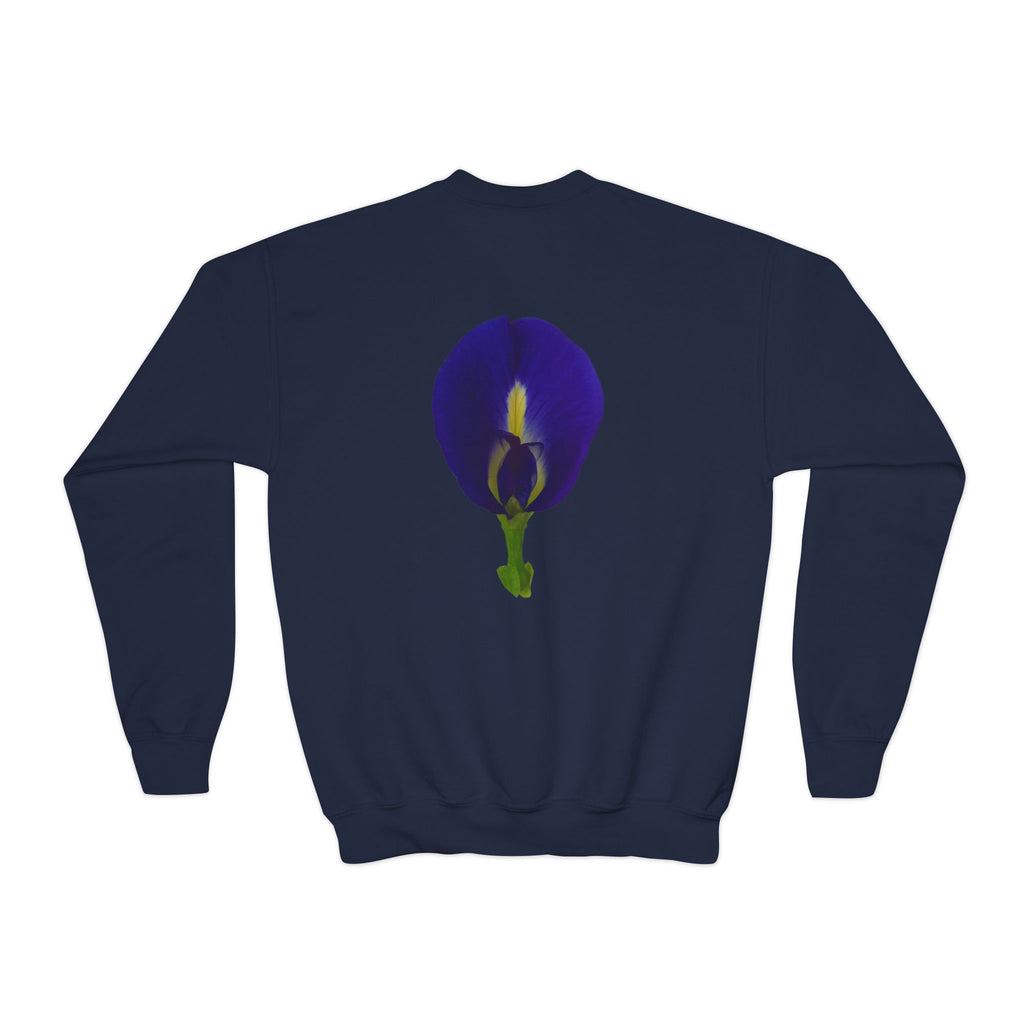Butterfly Pea Youth Crewneck Sweatshirt | Original Photography