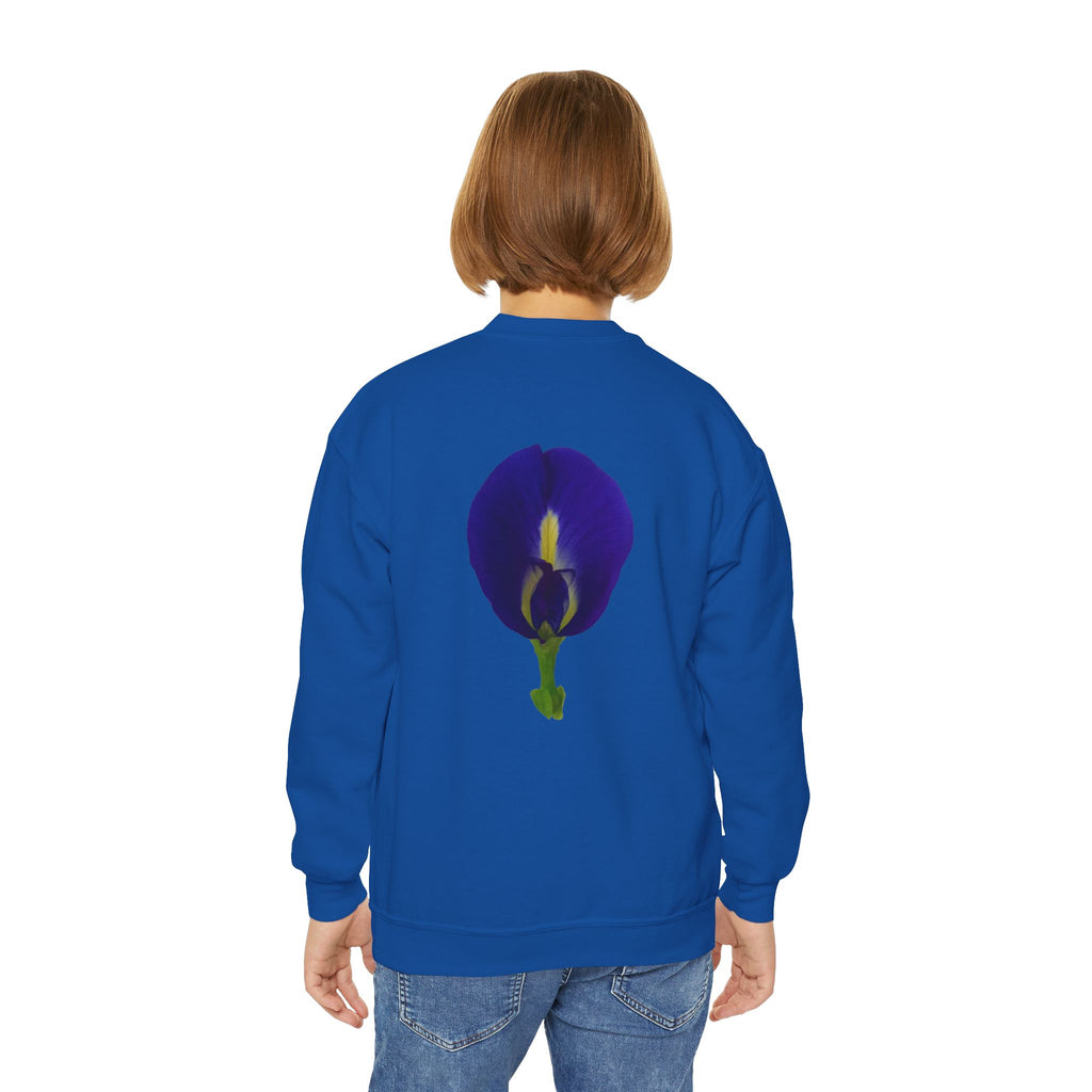 Butterfly Pea Youth Crewneck Sweatshirt | Original Photography