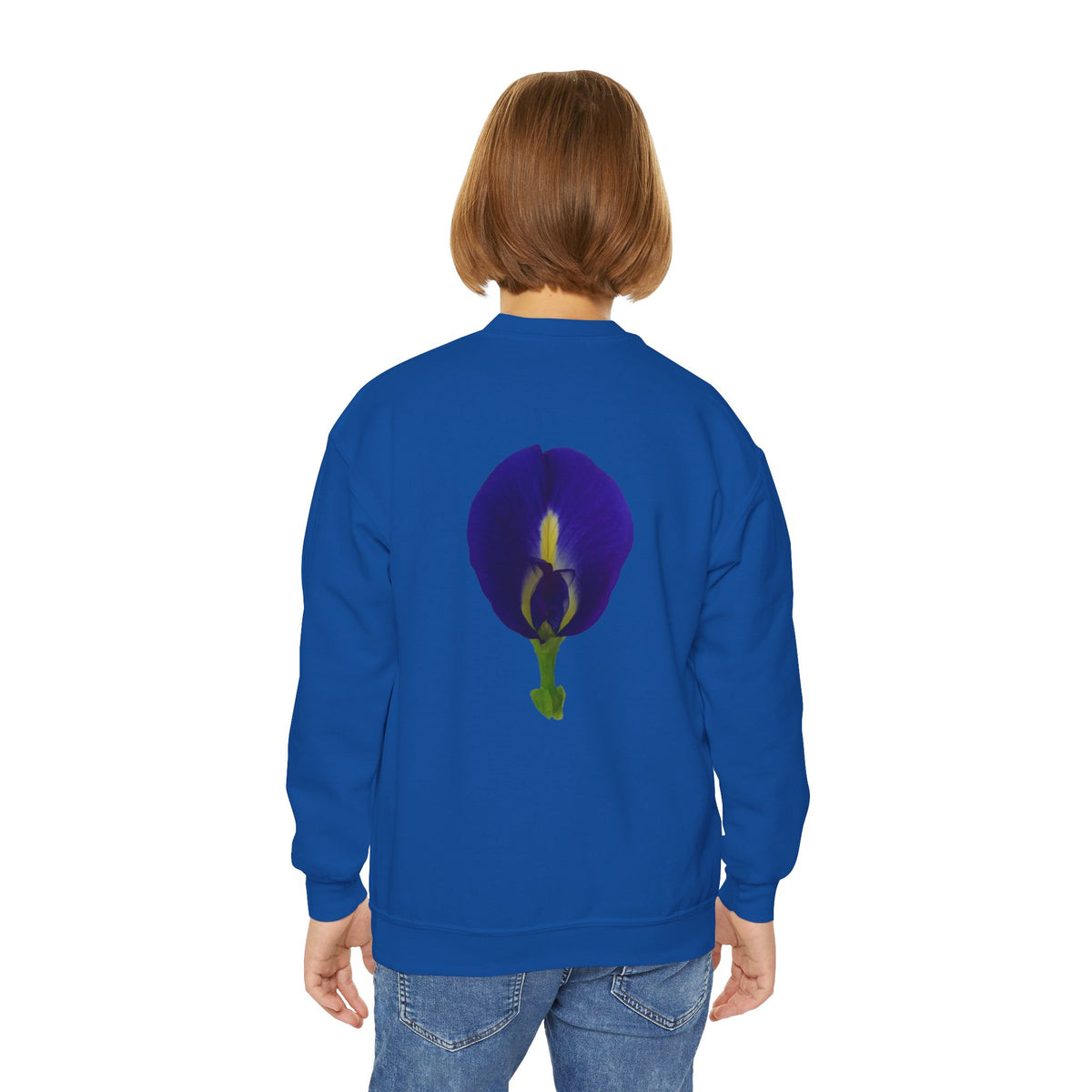 Butterfly Pea Youth Crewneck Sweatshirt | Original Photography