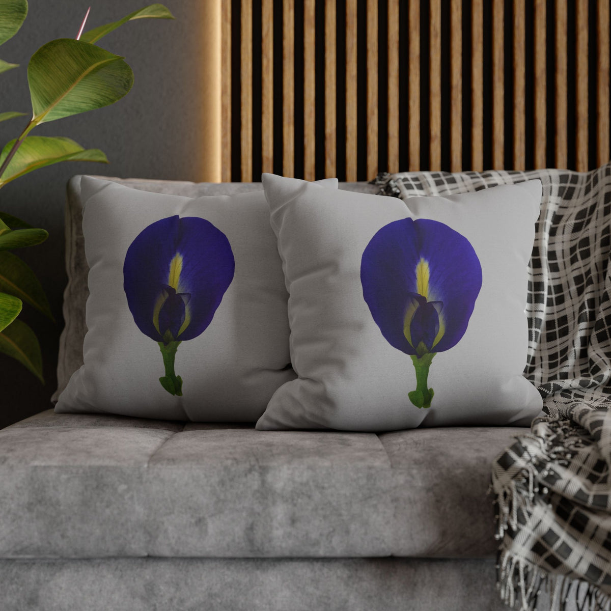Original Butterfly Pea Flower Pillow Cover | Botanical Photography
