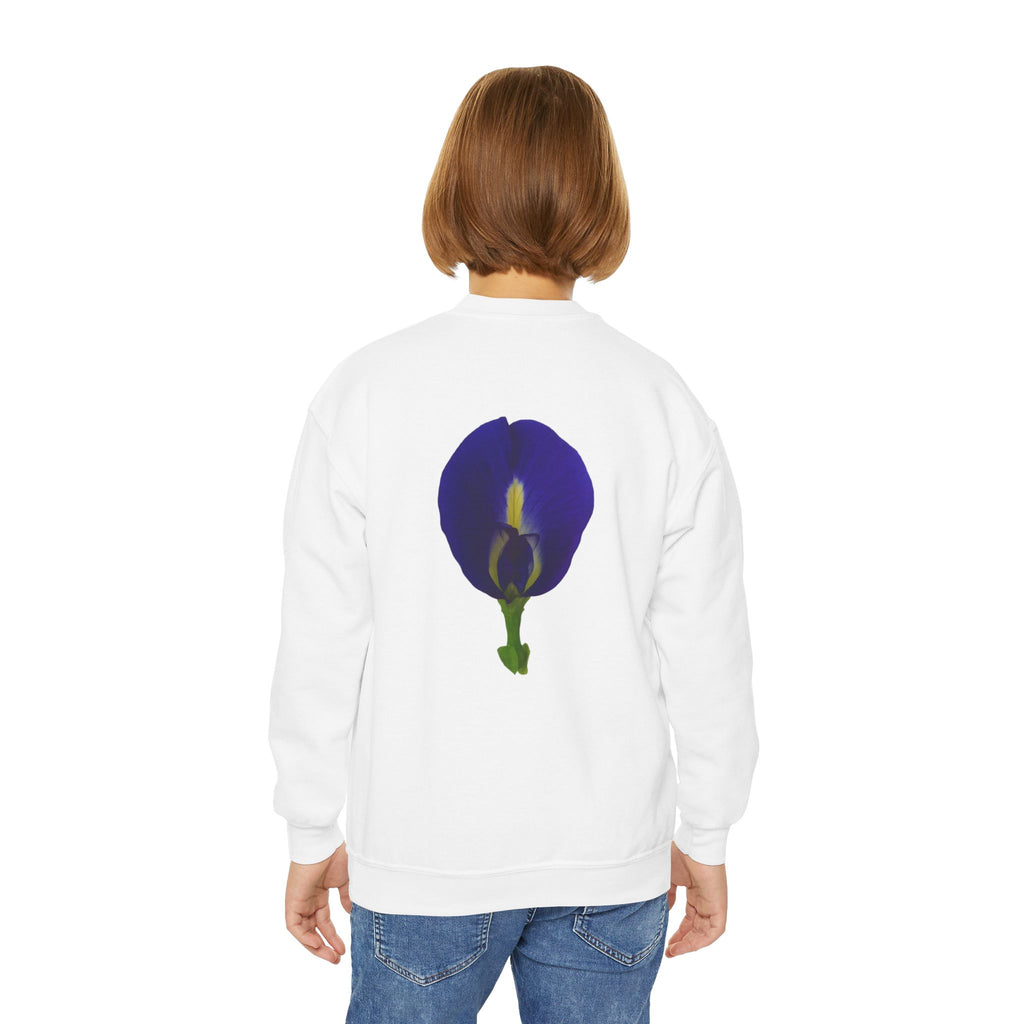 Butterfly Pea Youth Crewneck Sweatshirt | Original Photography