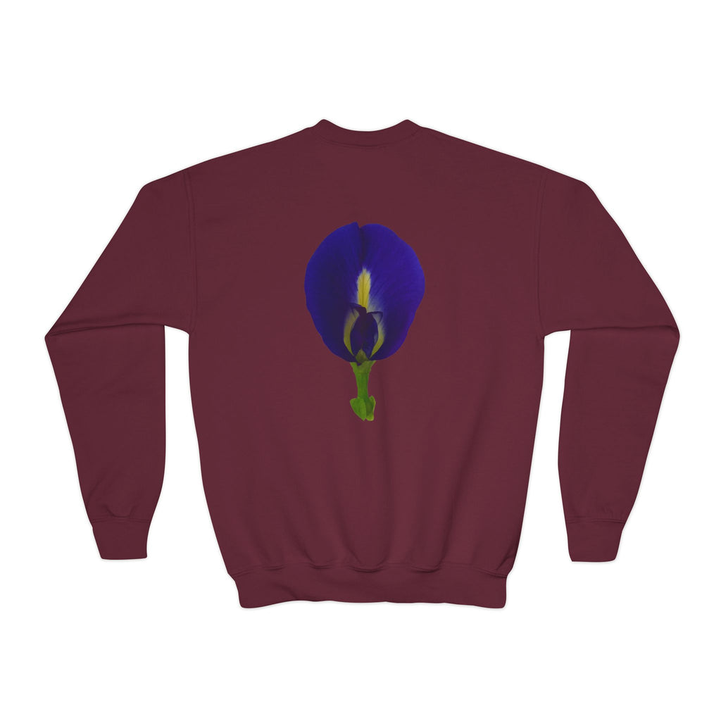Butterfly Pea Youth Crewneck Sweatshirt | Original Photography
