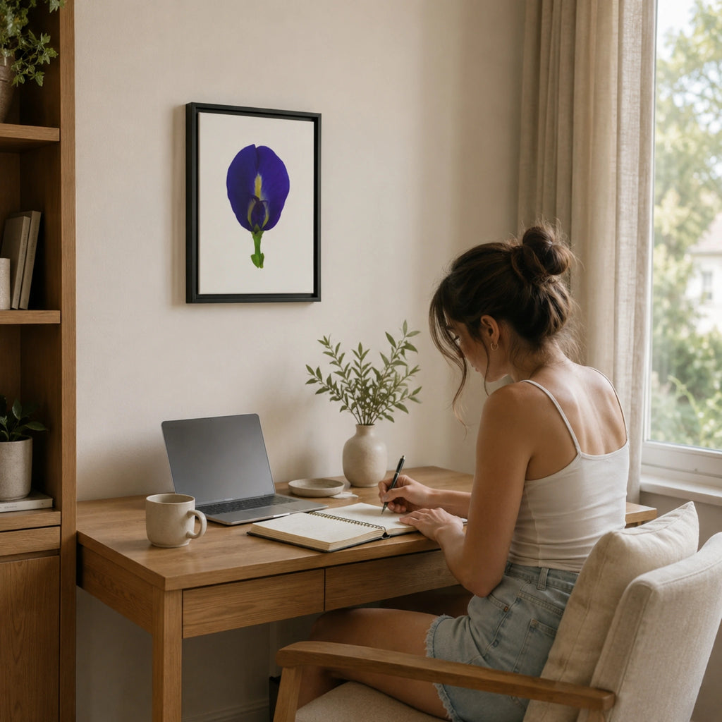 Original Butterfly Pea Flower Framed Canvas Wall Art