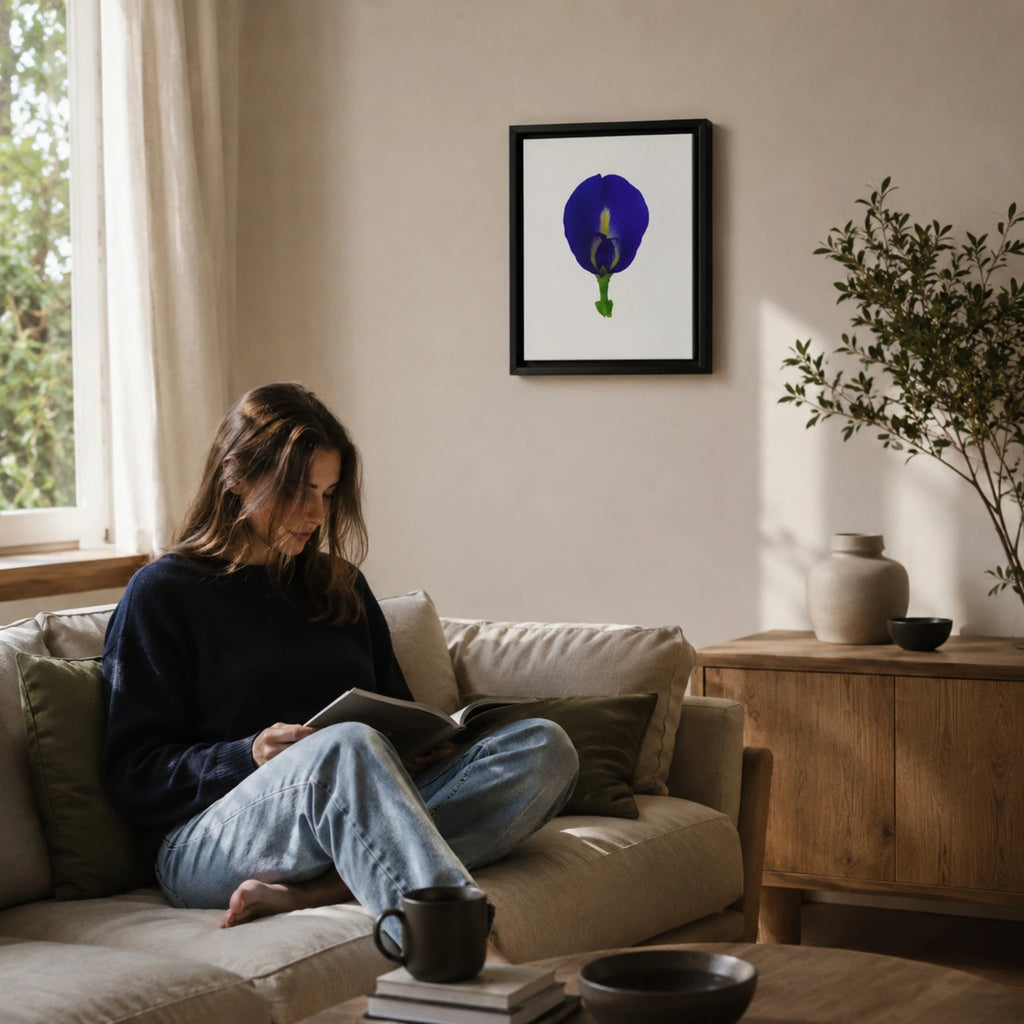 Original Butterfly Pea Flower Framed Canvas Wall Art