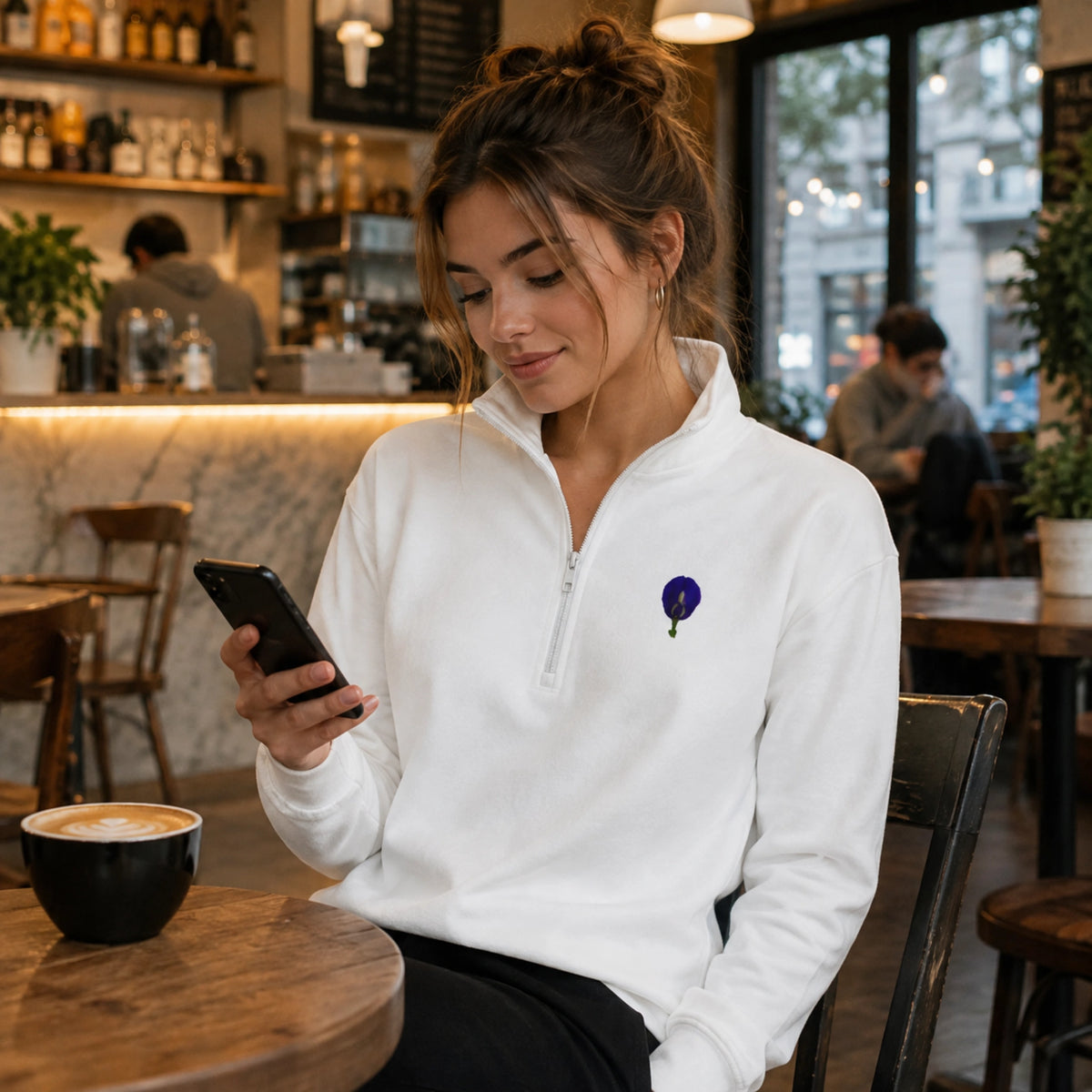 Original Butterfly Pea Flower Quarter-Zip Pullover