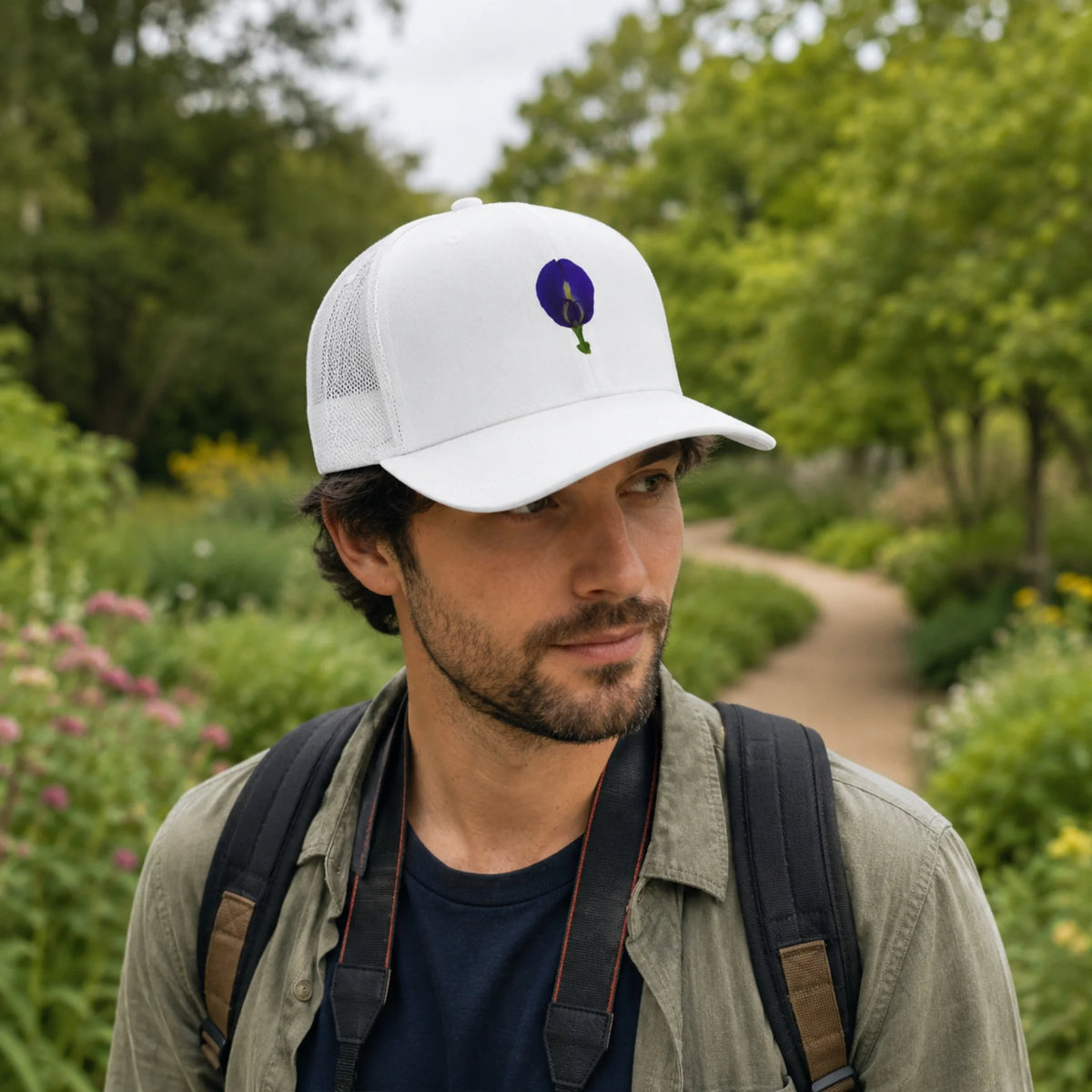 Original Butterfly Pea Flower Photography Trucker Hat | Snapback Cap