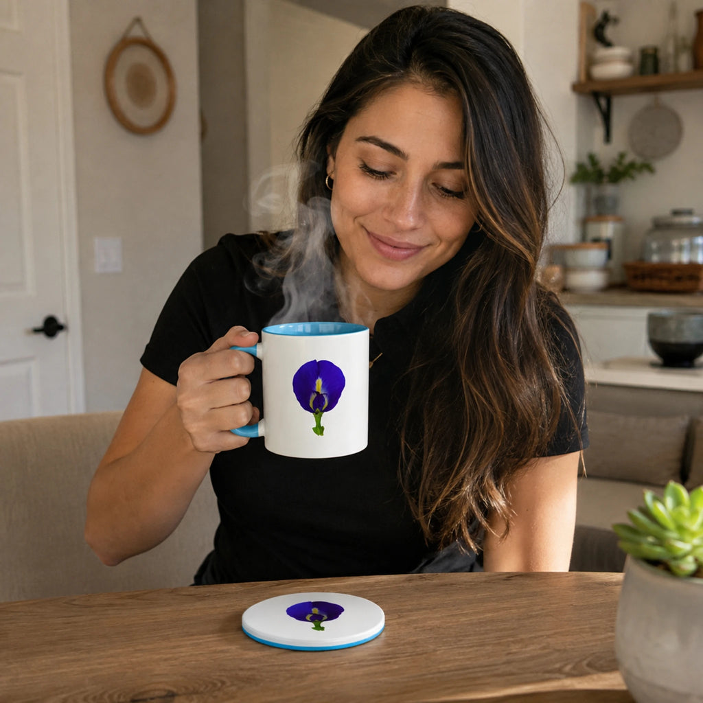Original Butterfly Pea Flower Ceramic Tea and Coffee Mug (11/15 oz)