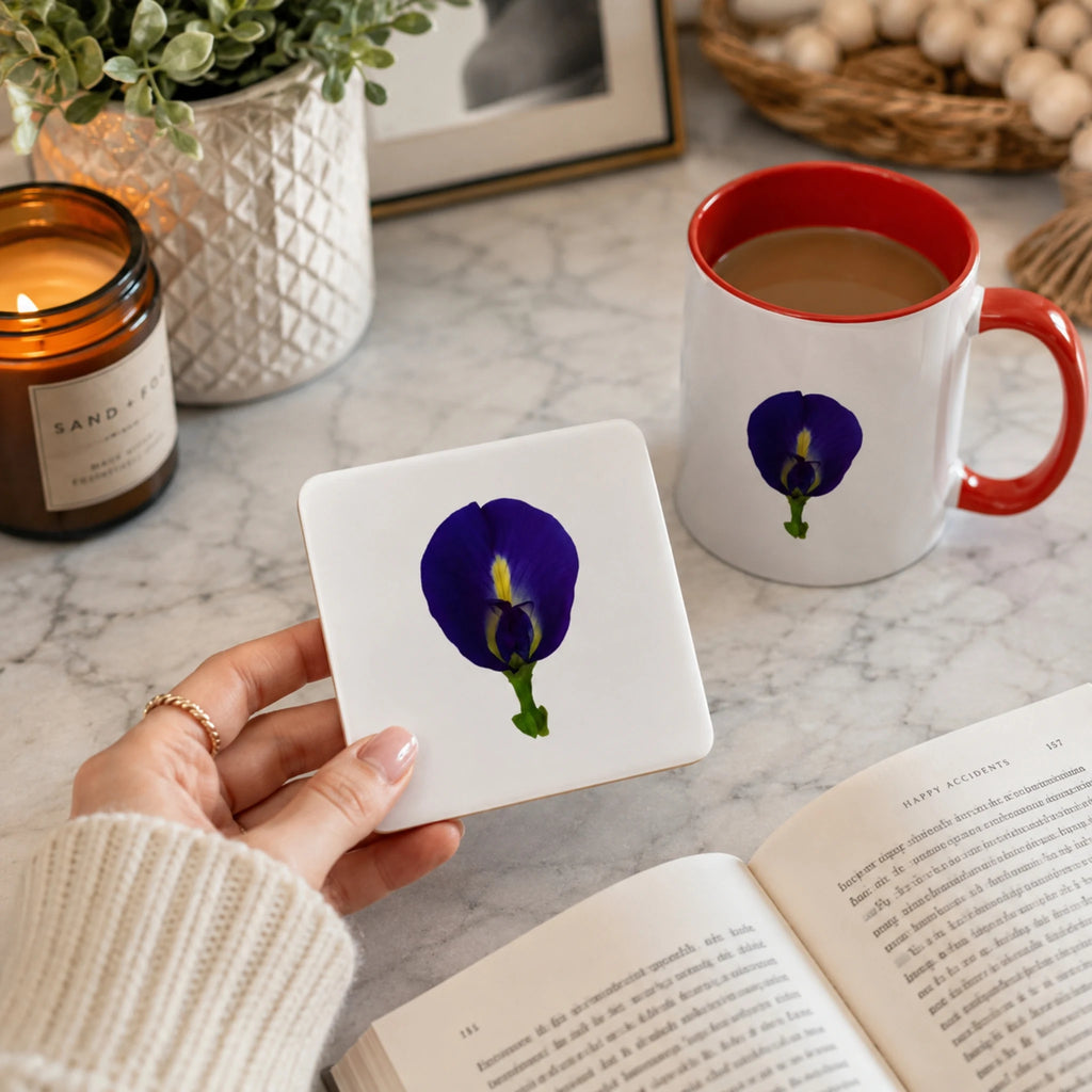 Original Butterfly Pea Flower Ceramic Tea and Coffee Mug (11/15 oz)