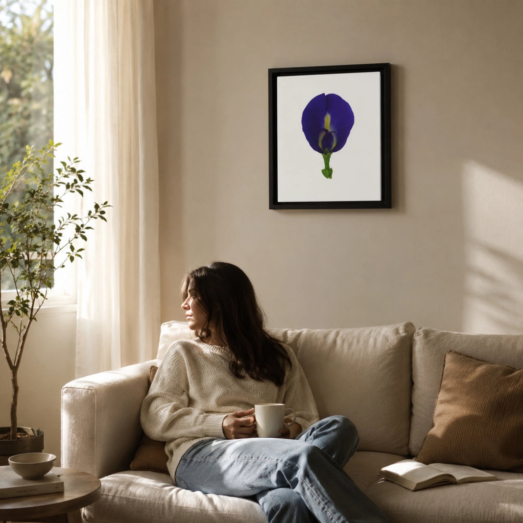 Original Butterfly Pea Flower Framed Canvas Wall Art