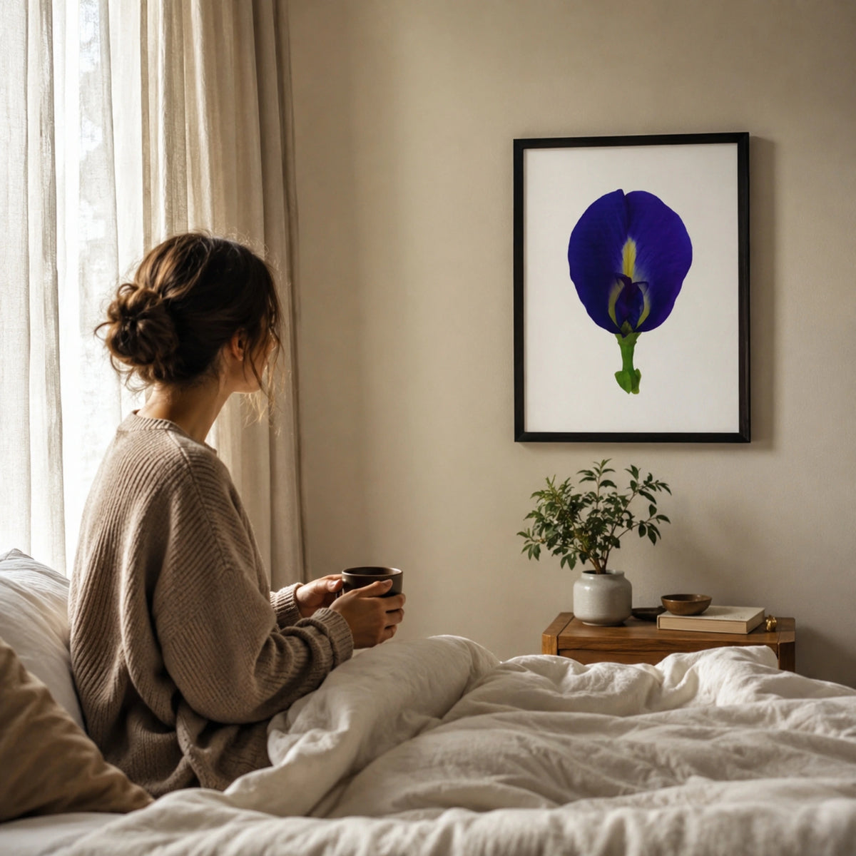 Original Butterfly Pea Flower Framed Canvas Wall Art