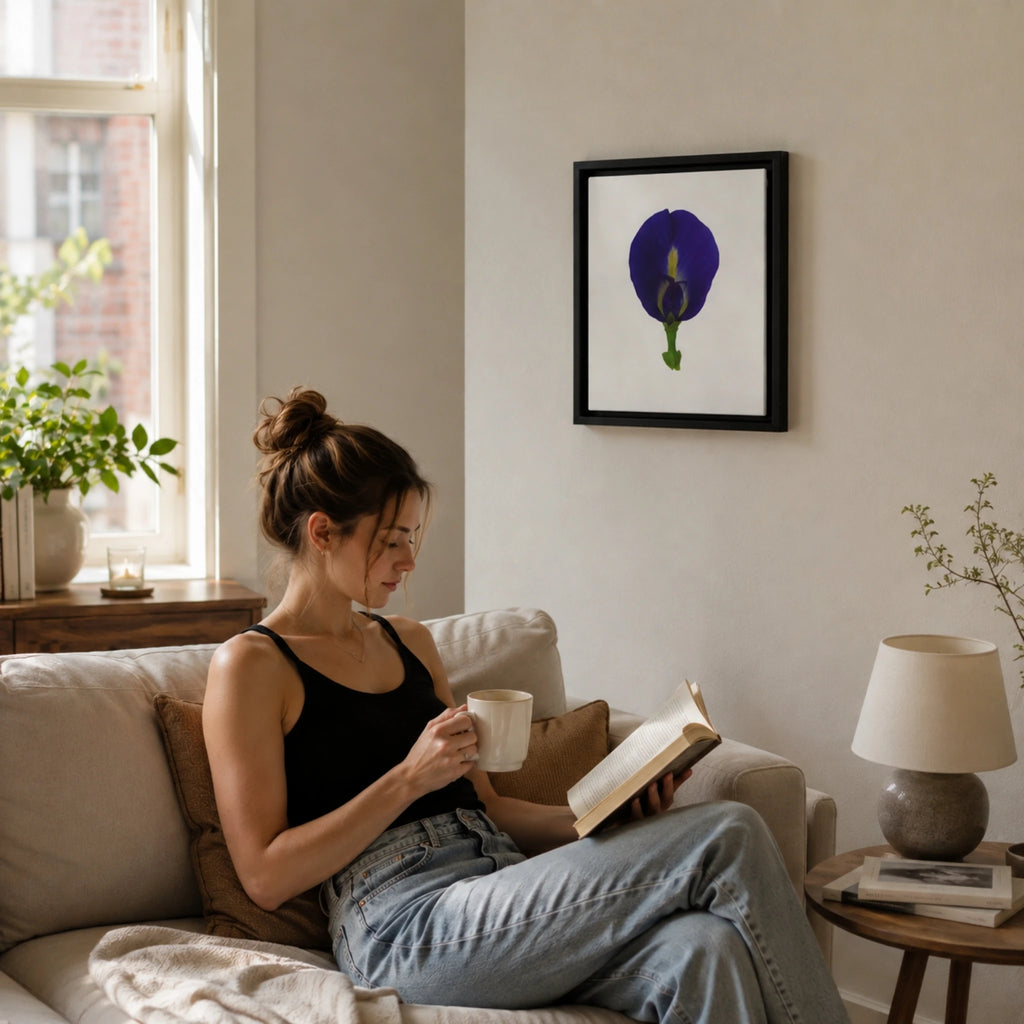 Original Butterfly Pea Flower Framed Canvas Wall Art