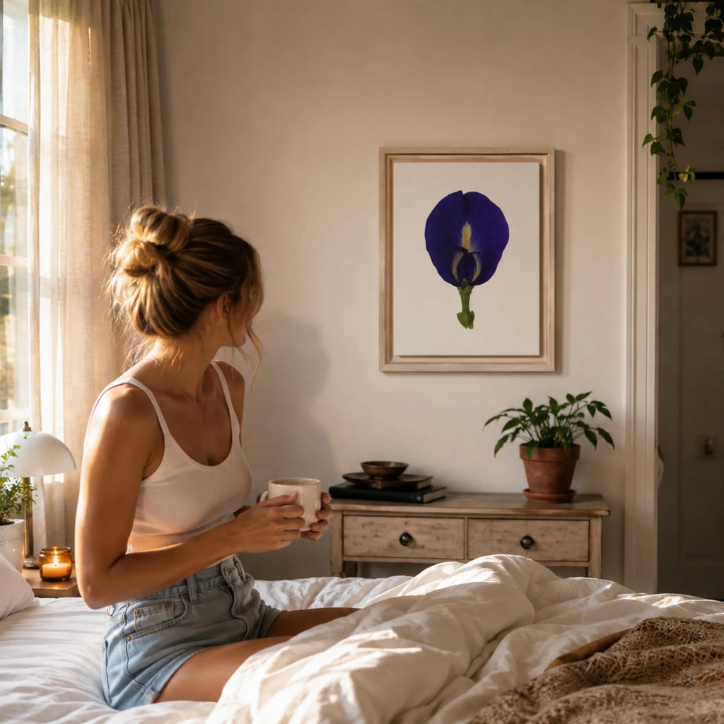 Original Butterfly Pea Flower Framed Canvas Wall Art