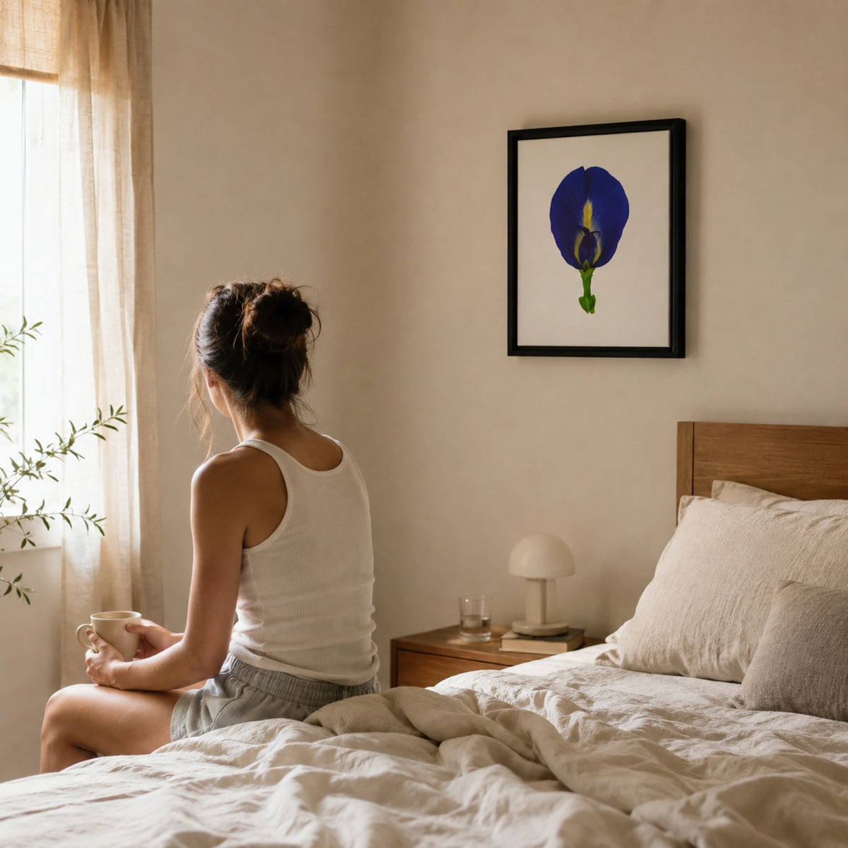 Original Butterfly Pea Flower Framed Canvas Wall Art