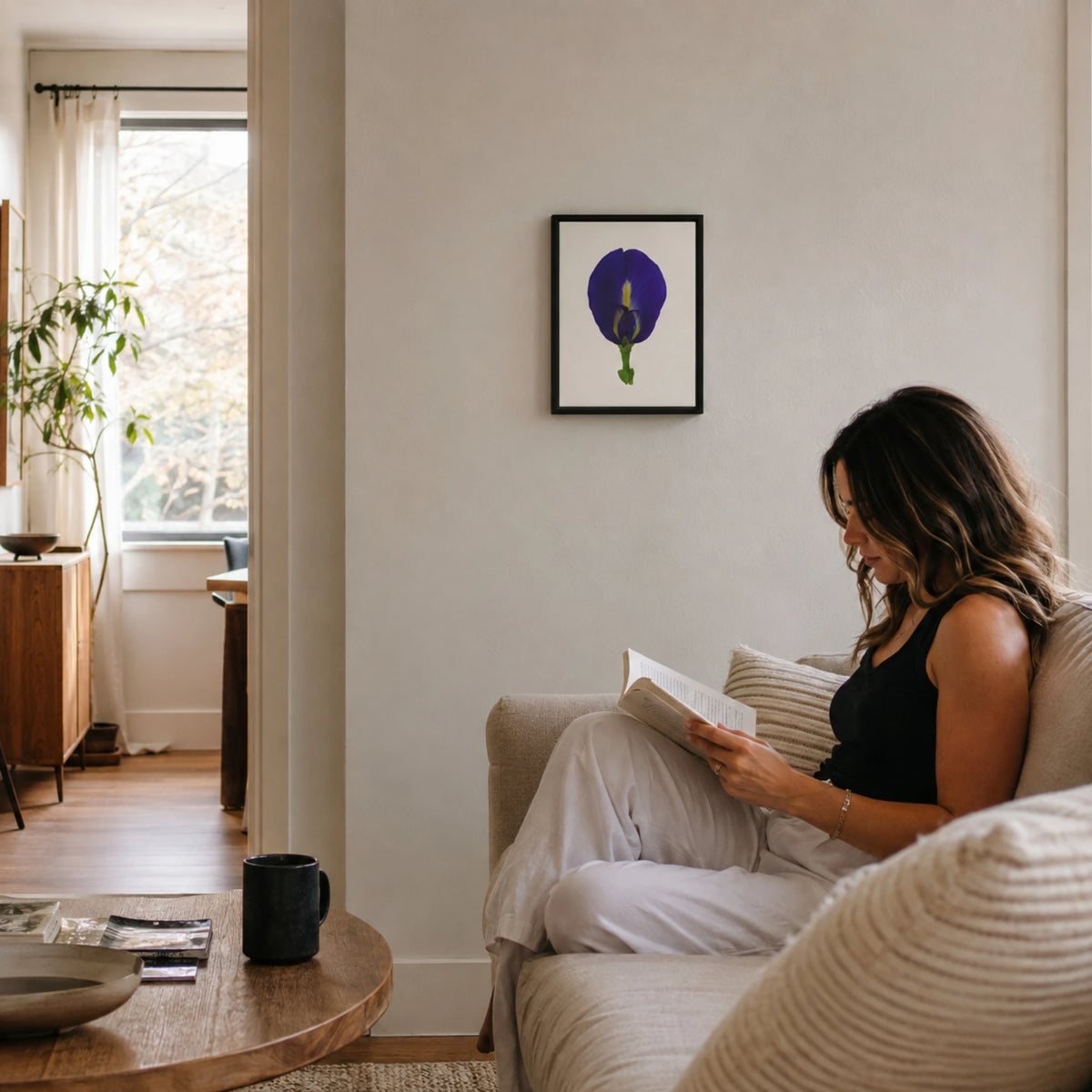 Original Butterfly Pea Flower Framed Canvas Wall Art