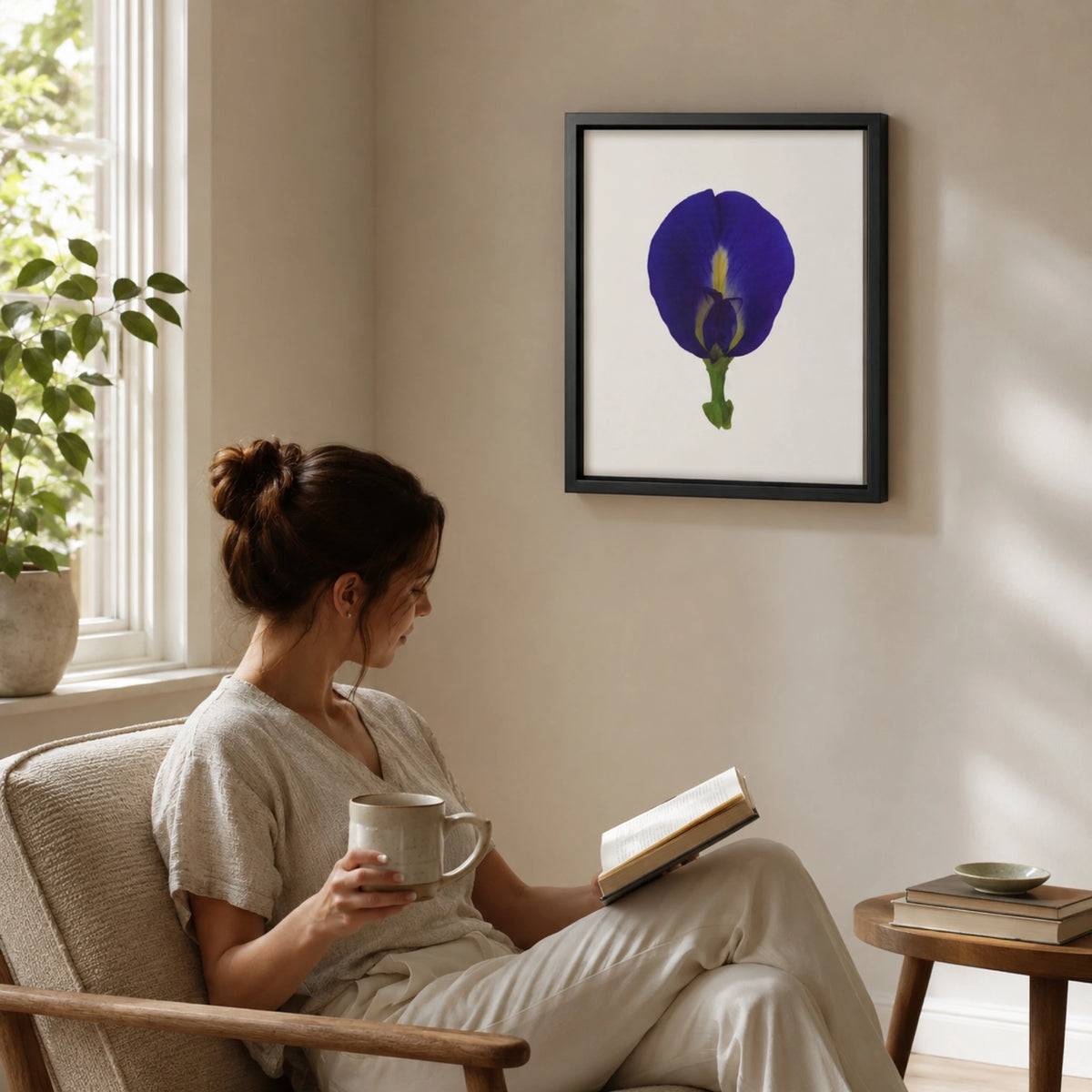 Original Butterfly Pea Flower Framed Canvas Wall Art