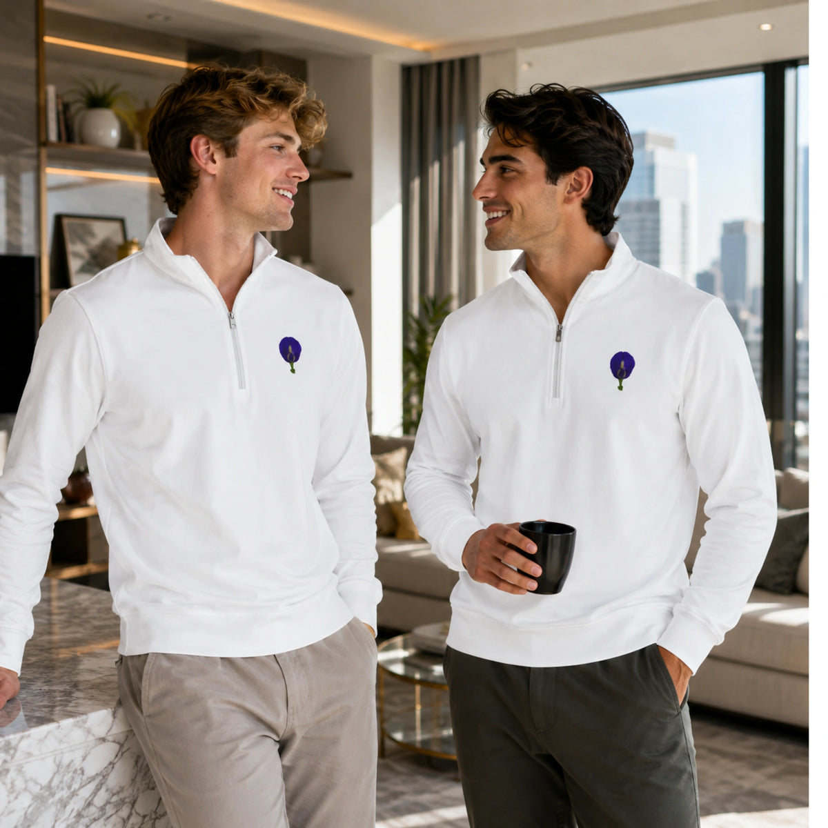 Original Butterfly Pea Flower Quarter-Zip Pullover