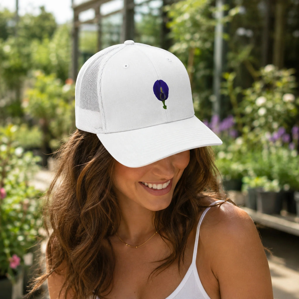 Original Butterfly Pea Flower Photography Trucker Hat | Snapback Cap