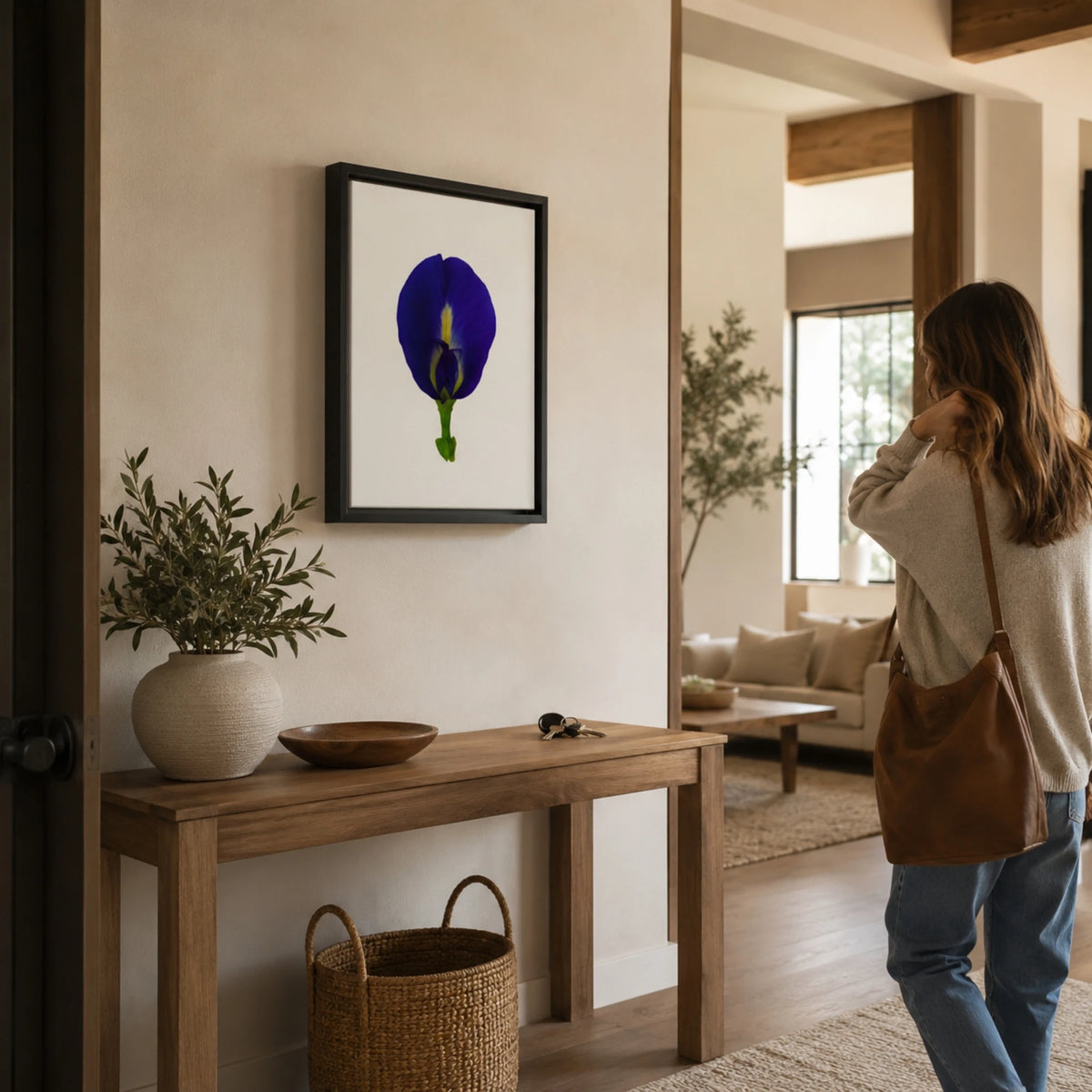 Original Butterfly Pea Flower Framed Canvas Wall Art