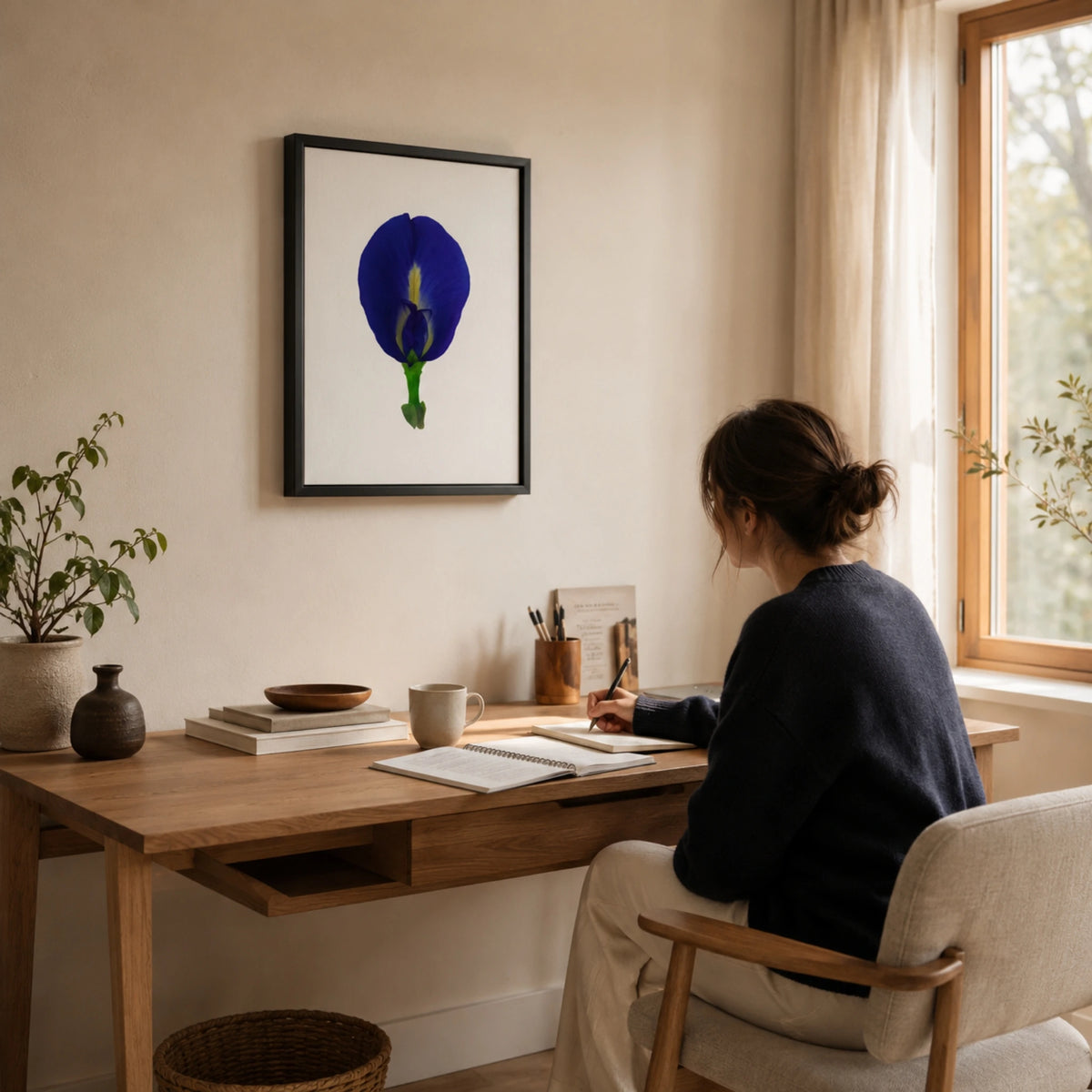 Original Butterfly Pea Flower Framed Canvas Wall Art