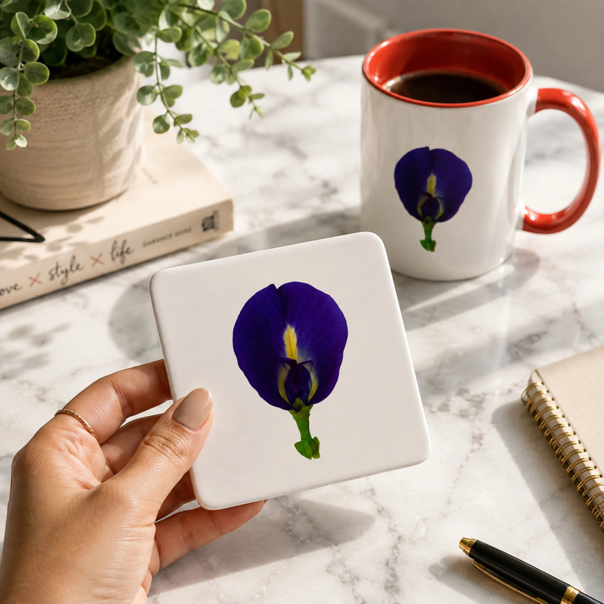 Original Butterfly Pea Flower Ceramic Tea and Coffee Mug (11/15 oz)