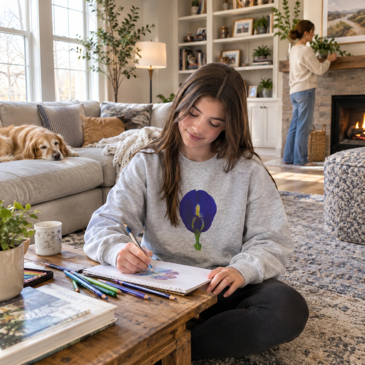 Butterfly Pea Youth Crewneck Sweatshirt | Original Photography