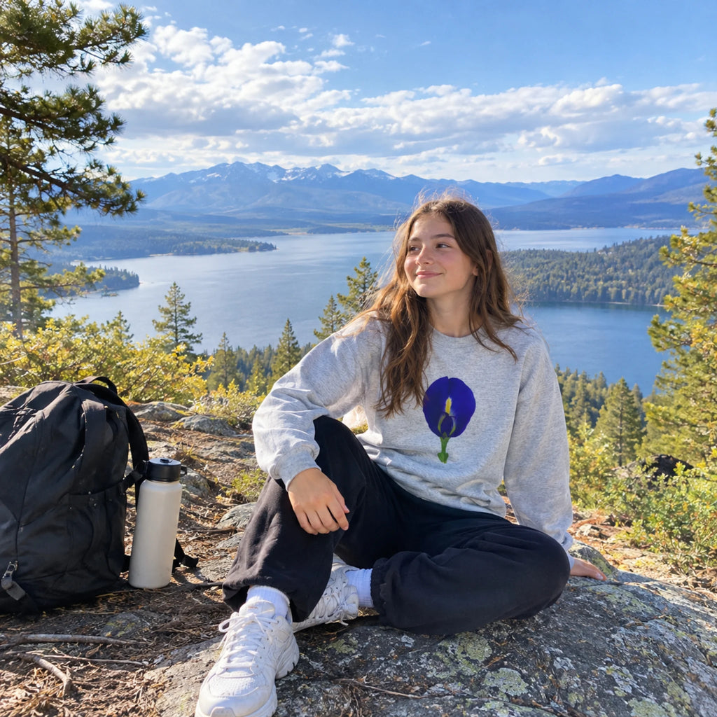 Butterfly Pea Youth Crewneck Sweatshirt | Original Photography
