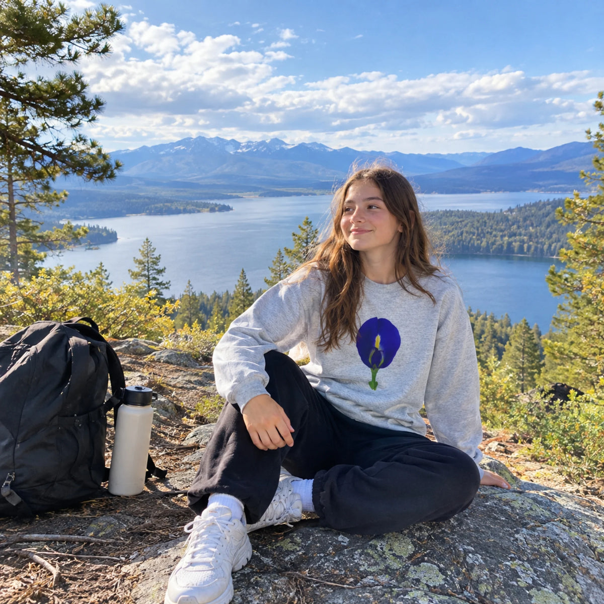 Butterfly Pea Youth Crewneck Sweatshirt | Original Photography