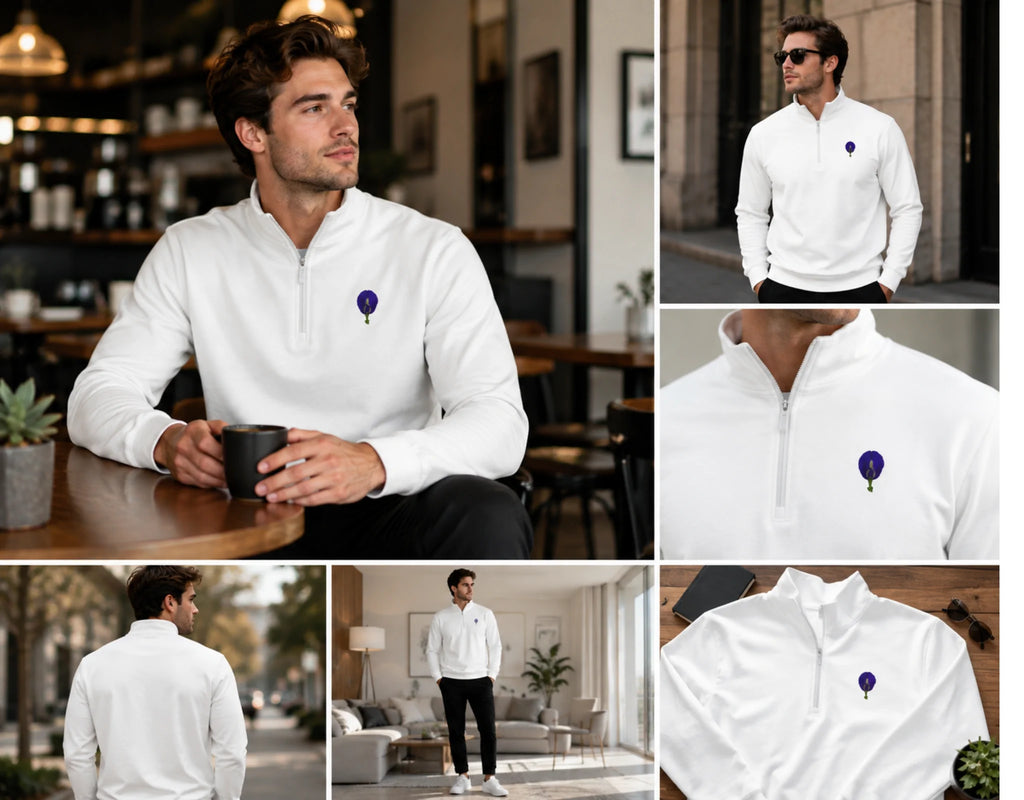 Original Butterfly Pea Flower Quarter-Zip Pullover