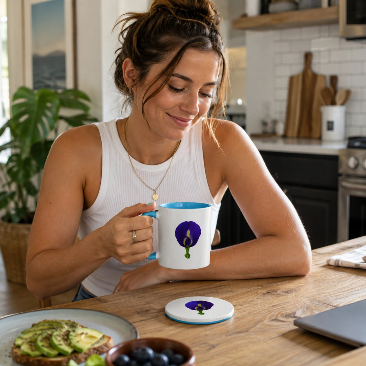 Original Butterfly Pea Flower Ceramic Tea and Coffee Mug (11/15 oz)