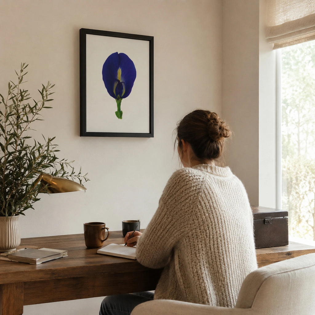 Original Butterfly Pea Flower Framed Canvas Wall Art
