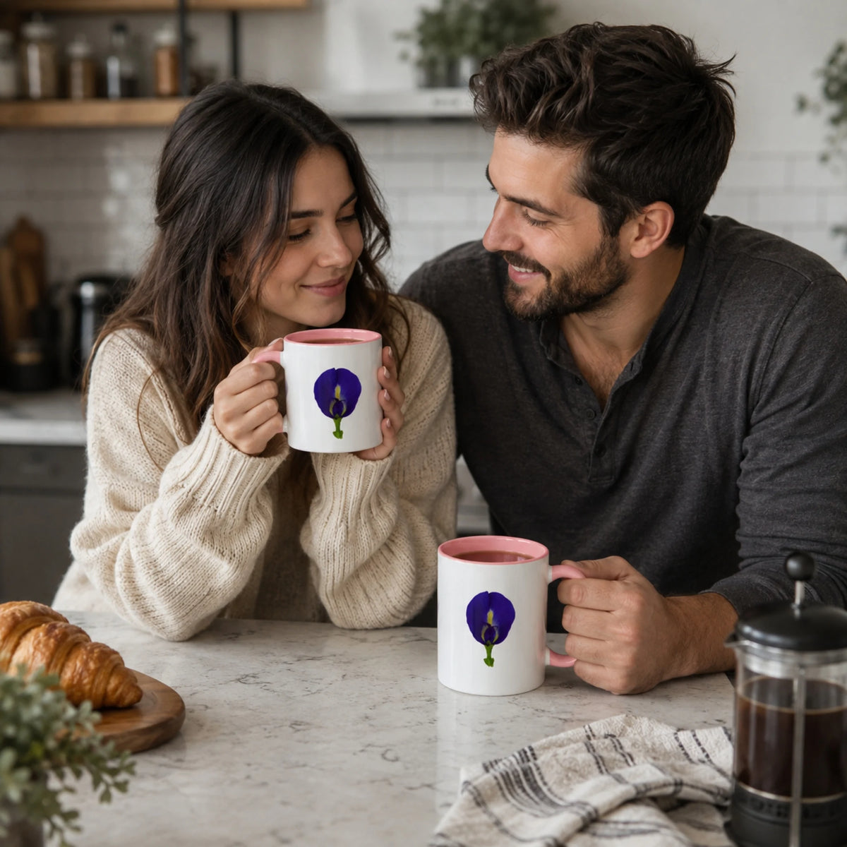 Original Butterfly Pea Flower Ceramic Tea and Coffee Mug (11/15 oz)