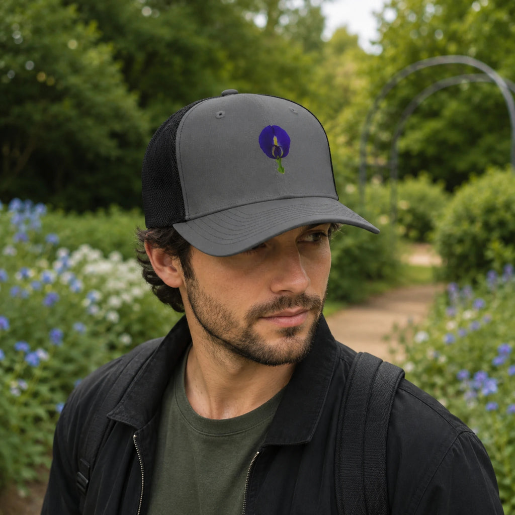 Original Butterfly Pea Flower Photography Trucker Hat | Snapback Cap
