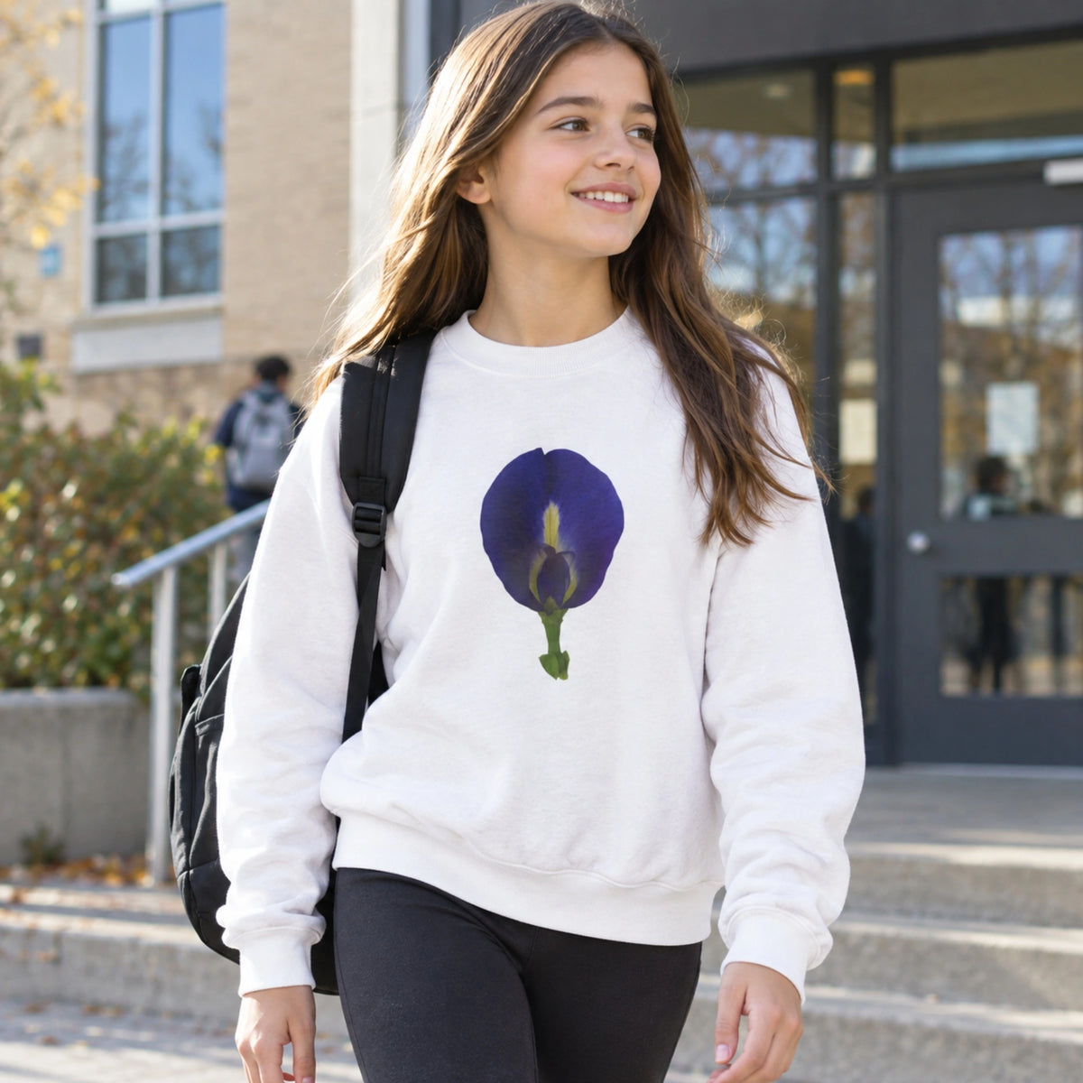 Butterfly Pea Youth Crewneck Sweatshirt | Original Photography